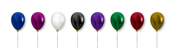 Ensemble Ballon Pour Décoration Clipart Vectoriel Réaliste Ballons Multicolores Avec — Image vectorielle