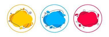 Çok renkli soyut pankartlar ayarlandı. Parlak şablon afişleri. Şablon ağ ya da yazdırma tasarımında kullanılmaya hazır.