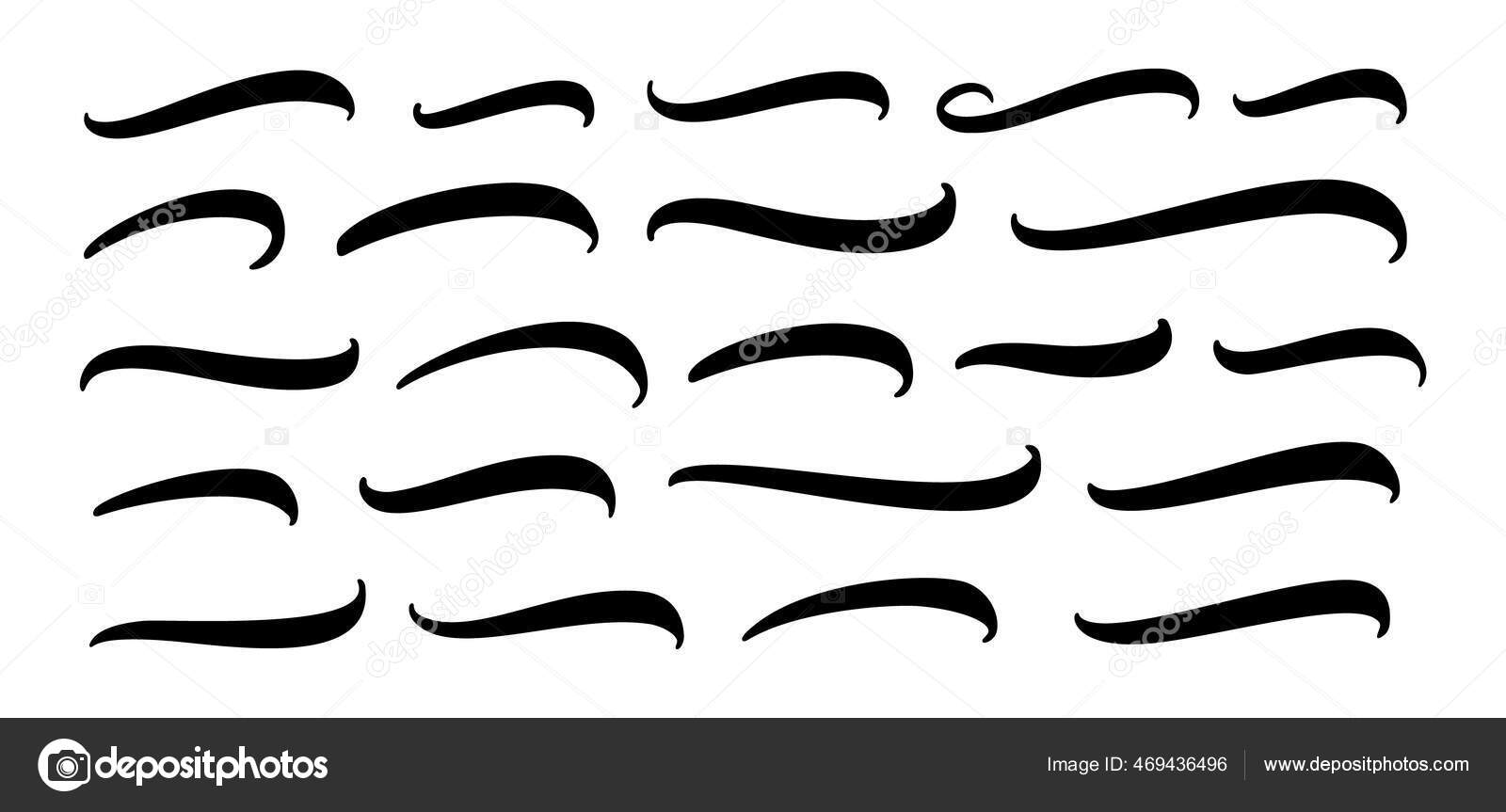 Set Hand Lettering Underlines Lines Vector Underline Stroke Design ...