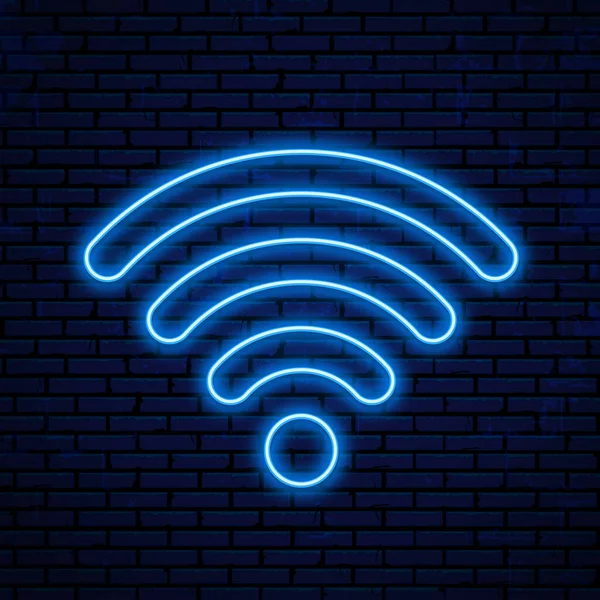 Neon Wifi图标 矢量发光Wlan访问 无线无线无线网络热点信号标志 图库矢量图片