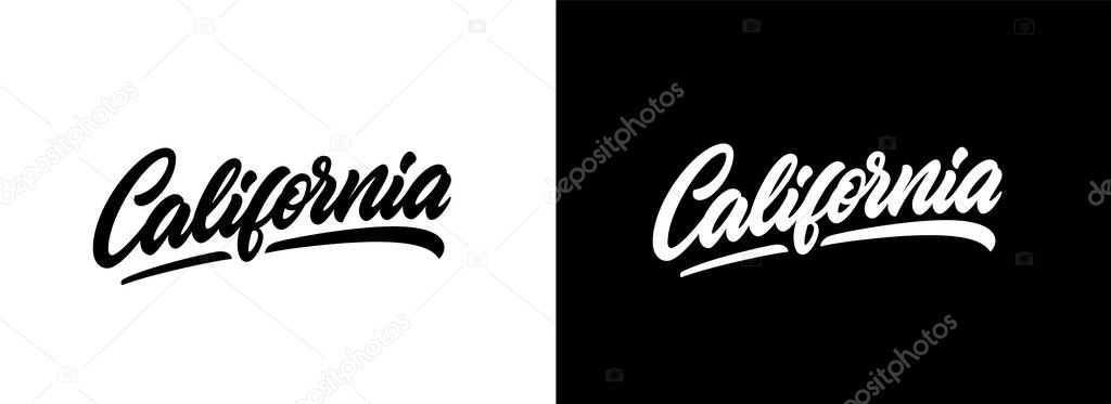 California hand lettering design for t-shirt, hoodie, baseball cap, jacket and other uses. Vector text 