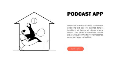 Telefonundaki podcast uygulaması. Evde bir podcast dinle.