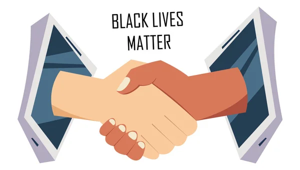 Uścisk Dłoni Białego Czarnego Koncepcja Black Lives Matter — Wektor stockowy