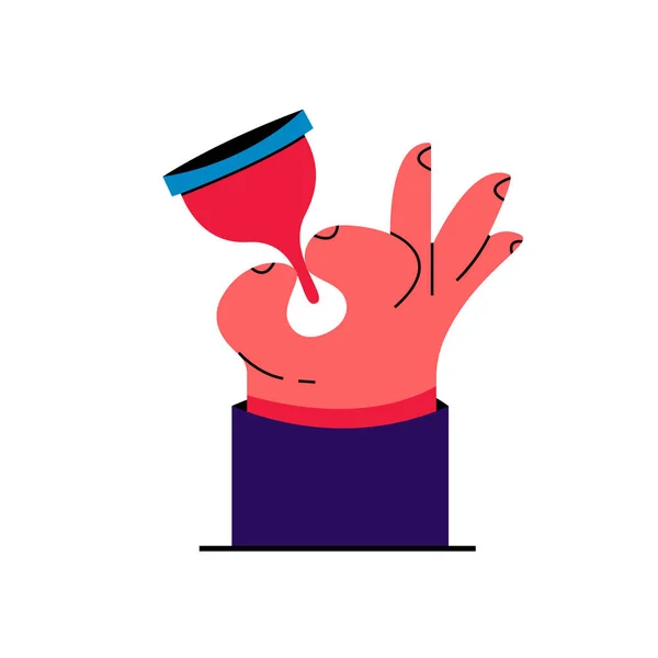 Ceașcă Menstruală Mâna Unui Bărbat Ilustrație Vectorială Plat — Vector de stoc