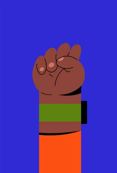 Hand symbool voor zwarte levens materie protest in de VS om geweld tegen zwarte mensen te stoppen. Vecht voor de mensenrechten van zwarte mensen in Amerika. Vlakke stijl vector. — Stockvector