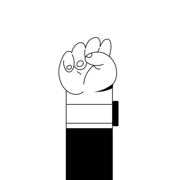 Hand symbol for black lives matter protest in USA to stop violence to black people. Fight for human right of Black People in U.S. America. Flat style vector. Black and white style. — Stock Vector
