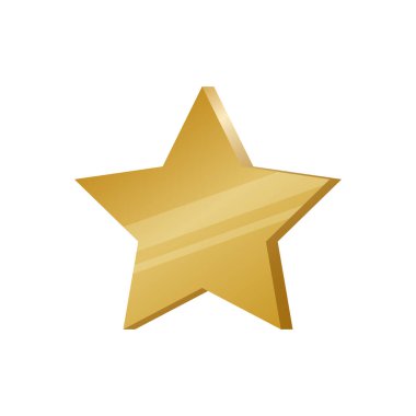 Derecelendirme ve ödül için Altın Yıldız Simgesi. Noel Dekorasyonu ve Kalite İncelemesi için Altın 3D Sembol. Vektör İllüstrasyonu.