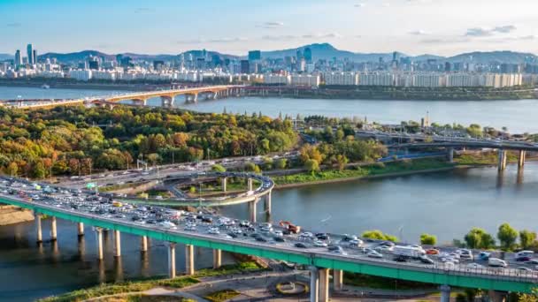 Paisagem Outono Rio Han Seul Coréia Sul 2020 — Vídeo de Stock