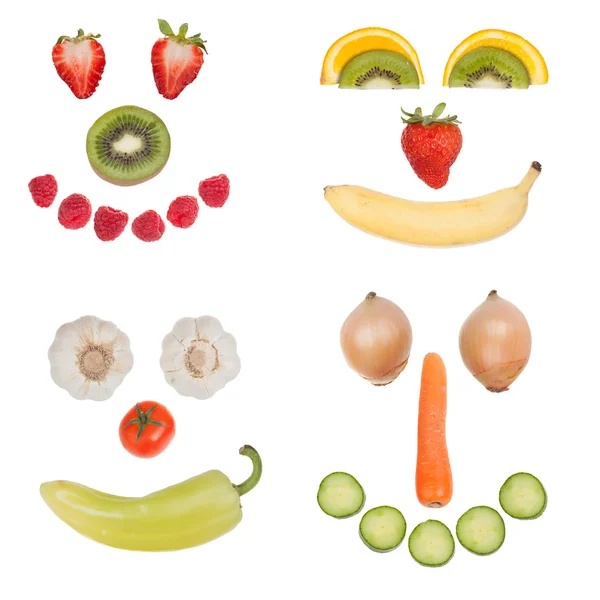 Happy fruit and vegetable faces — Stock Photo, Image