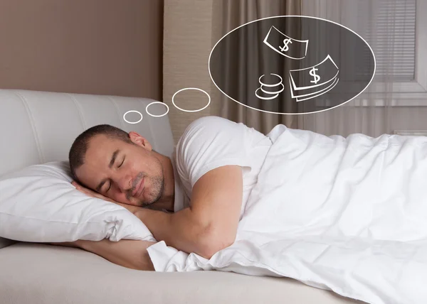 Man dreaming about money — Stock Photo, Image