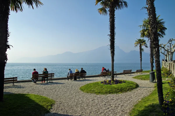 Im park am rand des gardasees in castelletto di brenzone, lago di garda, italien — Stockfoto