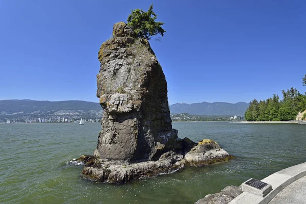 VANCOUVER, BRITISH COLUMBIA, CANADA, 31 Mayıs 2019: Siwash Rock, Vancouver 'da ünlü bir kaya.
