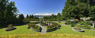 VANCOUVER, BC, CANADA, HAZİRAN 03, 2019: Vancouver 'daki British Columbia Üniversitesi kampüsündeki Gül Bahçesi