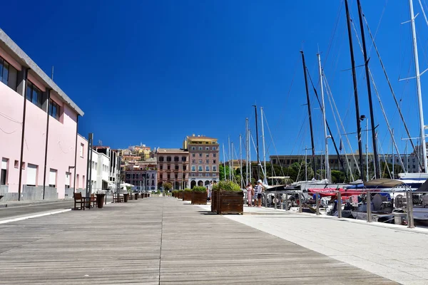 Cagliari Italy Ağustos 2019 Cagliari Marina Daki Tahta Yol Manzarası — Stok fotoğraf