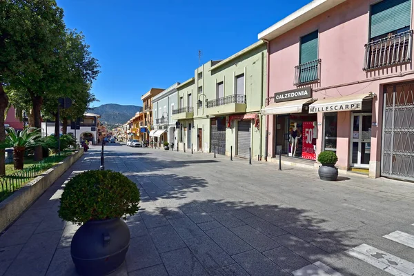 Villasimius Italia Agosto 2019 Calle Con Casas Antiguas Villasimius Provincia — Foto de Stock