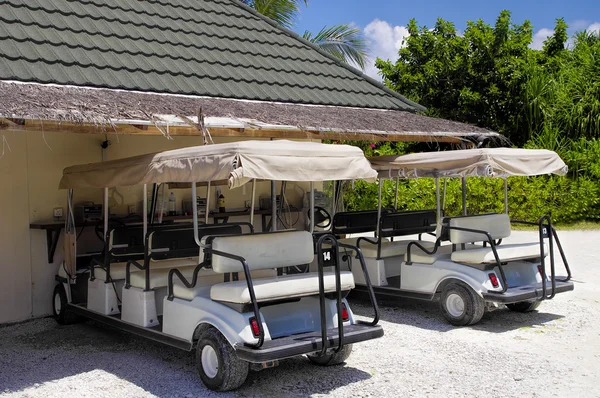 The electric buggy - typical means of transport in the Herathera Island Resort, — Stock Photo, Image