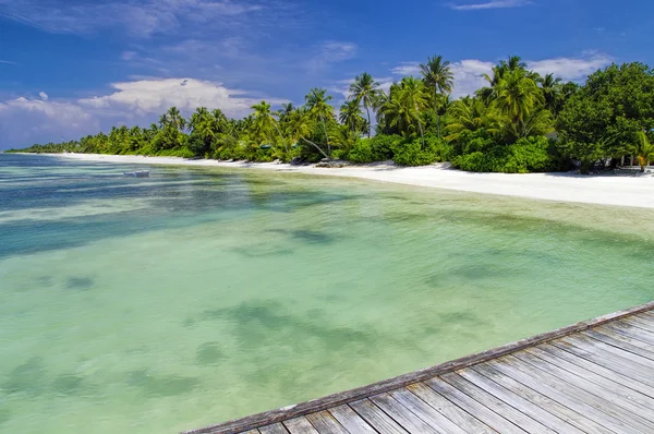 The sunny tropical lagoon on Maldives island — Stock Photo, Image