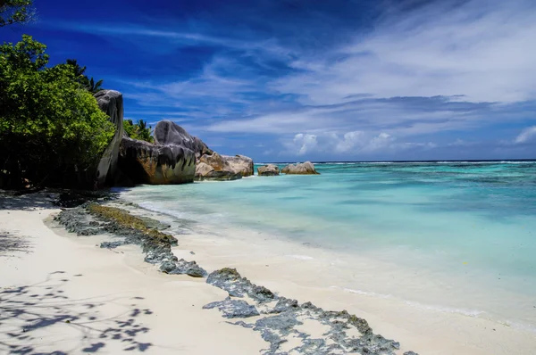 Anse bron d'argent strand, eiland la digue, seyshelles — Stockfoto