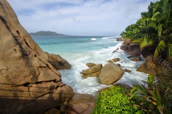 Spiaggia di Anse Patates, Isola di La Digue, Seychelles — Foto Stock