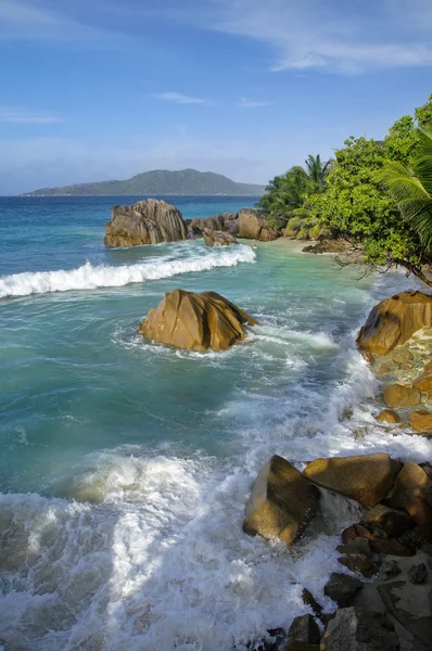 Spiaggia di Anse Patates, Isola di La Digue, Seychelles — Foto Stock