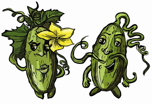 Salatalık çizgi film karakter vektör çizimi