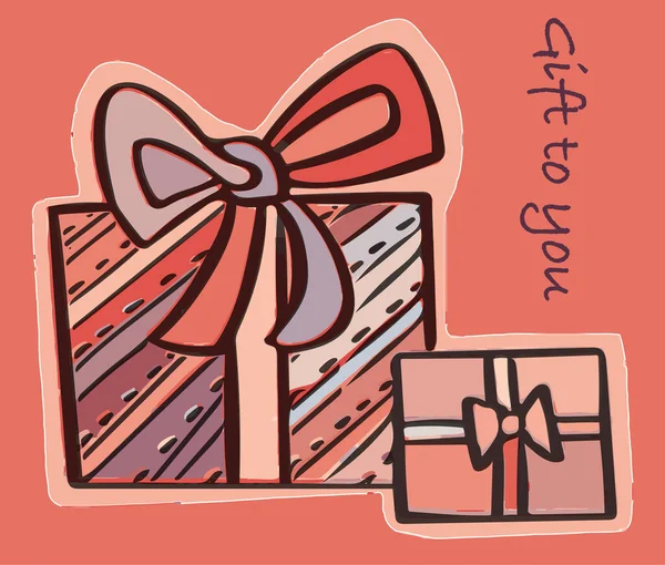  Bir kız için pembe renkli hediyeler kutusu. Basit tasarım Vektör illüstrasyonu.