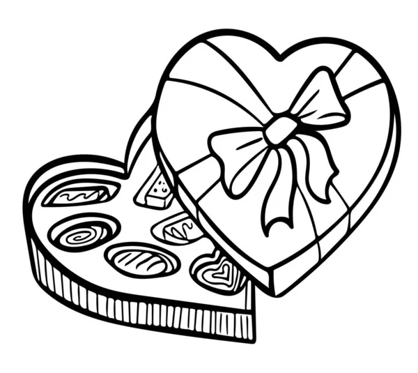 Boîte de chocolats Heart Candy. Illustration vectorielle stylisée — Image vectorielle