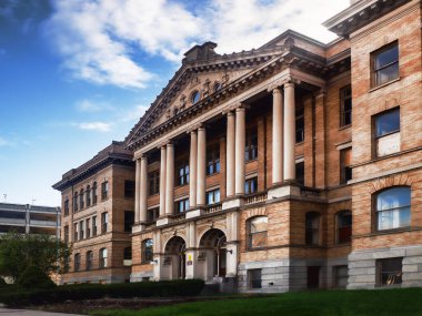 View of the Central Technical High School building , built in 1900, in downtown Syracuse, New York, included in the National Registry of Historic Places