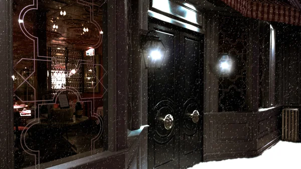 Bar en una noche nevada —  Fotos de Stock