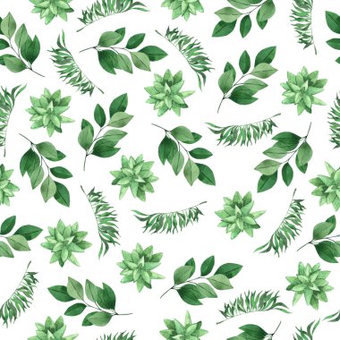 Tropikal yapraklarla kusursuz desen. El çizimi çiçek dokusu