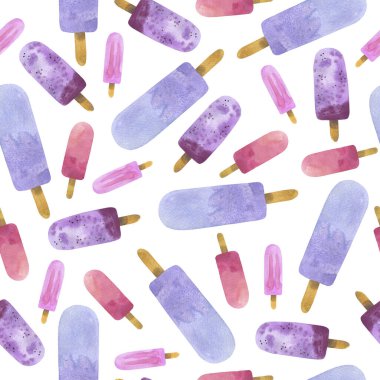 Suluboya dondurma kalıbı. El çizimi resimleme beyaz arkaplanda izole edildi