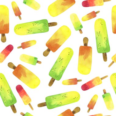 Suluboya dondurma kalıbı. El çizimi resimleme beyaz arkaplanda izole edildi