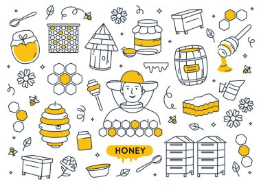 Honey doodle elements set isolated. clipart