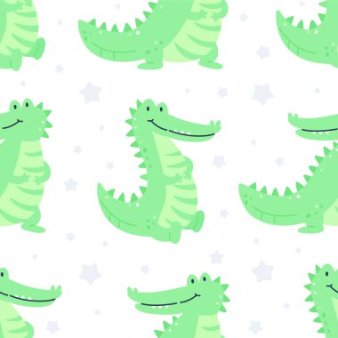 Timsahlarla çocuksu, pürüzsüz bir desen..