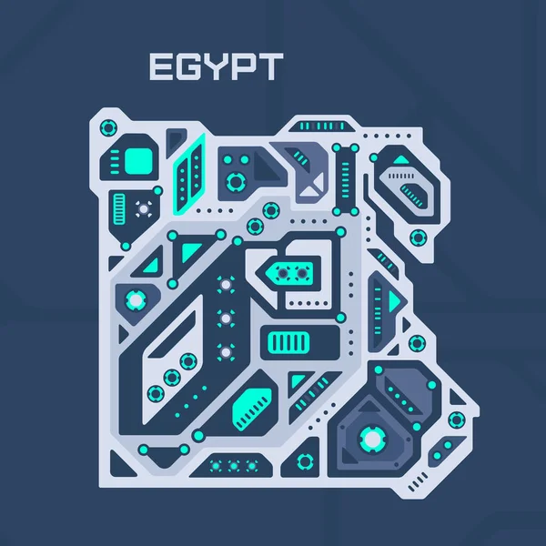 Mısır Soyut Geleceksel Haritası Ülkenin Mekanik Devresi Teknoloji Alanı Arkaplanı — Stok Vektör