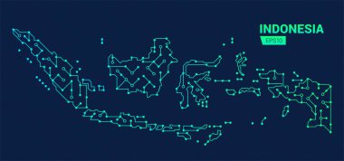 Endonezya 'nın soyut geleceksel haritası. Ülkenin elektrik devresi. Teknoloji geçmişi.