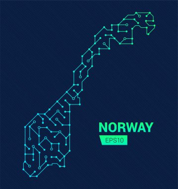Norveç 'in soyut geleceksel haritası. Ülkenin elektrik devresi. Teknoloji geçmişi.