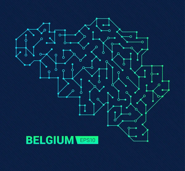 Περίληψη Φουτουριστικός Χάρτης Του Βελγίου Ηλεκτρικό Κύκλωμα Της Χώρας Τεχνολογικό — Διανυσματικό Αρχείο
