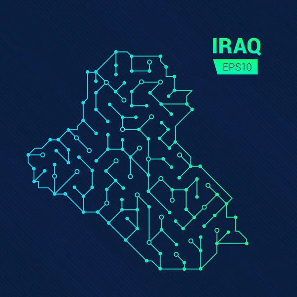 Irak Soyut Geleceksel Haritası Ülkenin Elektrik Devresi Teknoloji Geçmişi — Stok Vektör