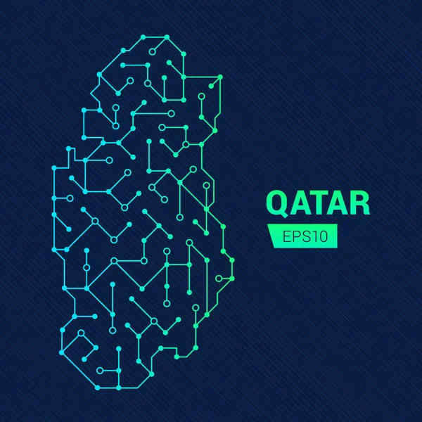 Mapa Futurista Abstracto Qatar Circuito Eléctrico Del País Contexto Tecnológico — Archivo Imágenes Vectoriales