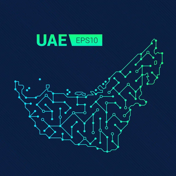 Mapa Futurista Abstracto Emiratos Árabes Unidos Circuito Eléctrico Del País — Archivo Imágenes Vectoriales