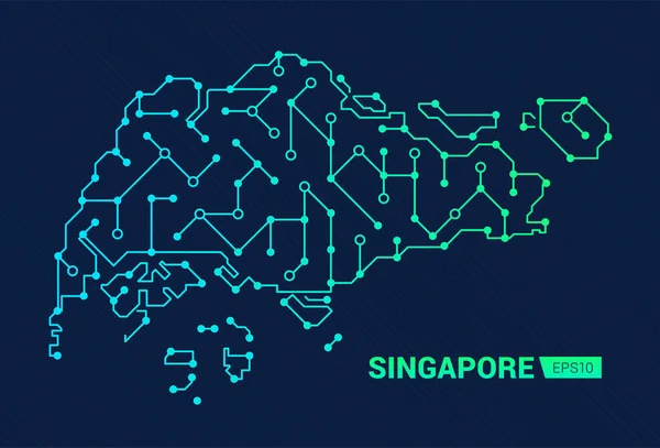 Mapa Futurista Abstracto Singapur Circuito Eléctrico Del País Contexto Tecnológico — Vector de stock