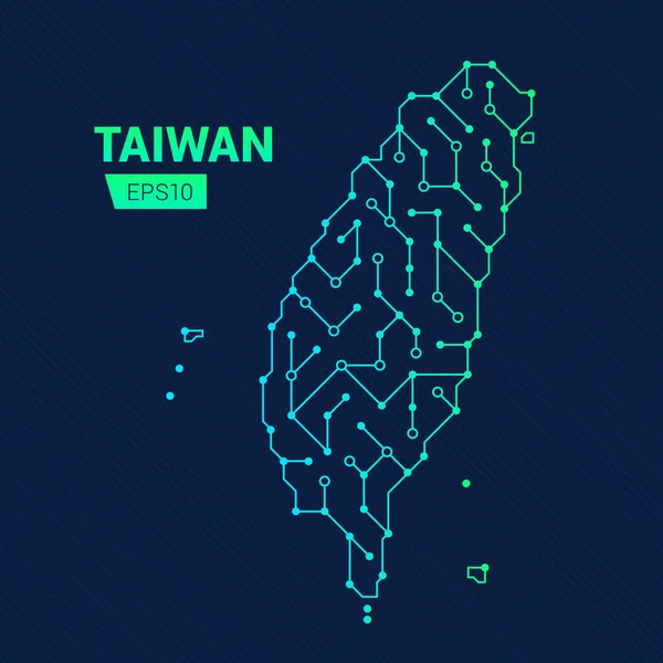 Abstrakte Futuristische Landkarte Von Taiwan Stromkreis Des Landes Technischer Hintergrund — Stockvektor