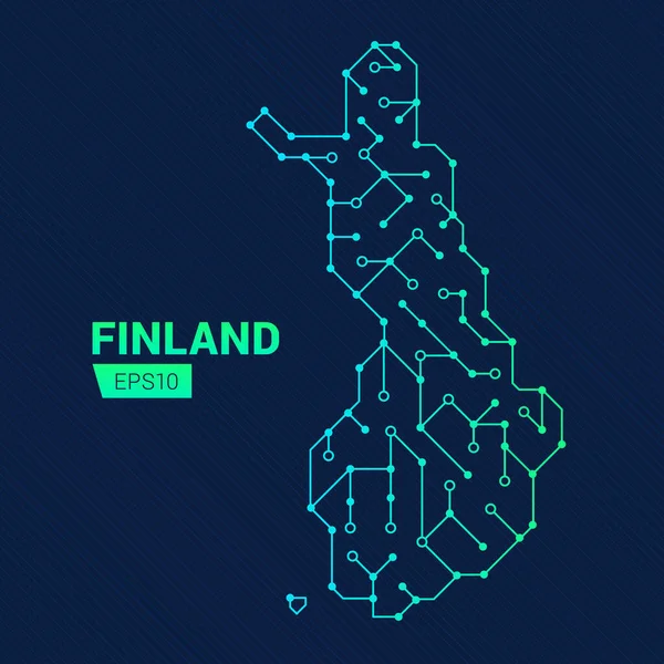 芬兰未来地图摘要 这个国家的电路 技术背景 — 图库矢量图片