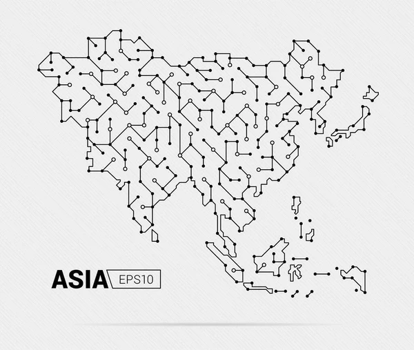 Abstrakte Futuristische Landkarte Asiens Stromkreis Der Region Vektorillustration — Stockvektor