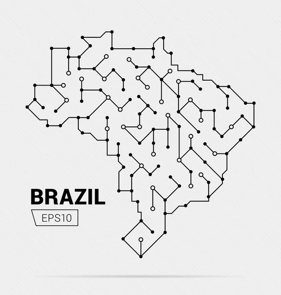 Mapa Futurista Abstracto Brasil Circuito Eléctrico Del País Ilustración Vectorial — Vector de stock