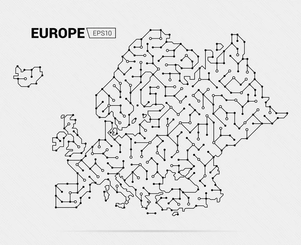 Mapa Futurista Abstrato Europa Circuito Elétrico Região Ilustração Vetorial —  Vetores de Stock