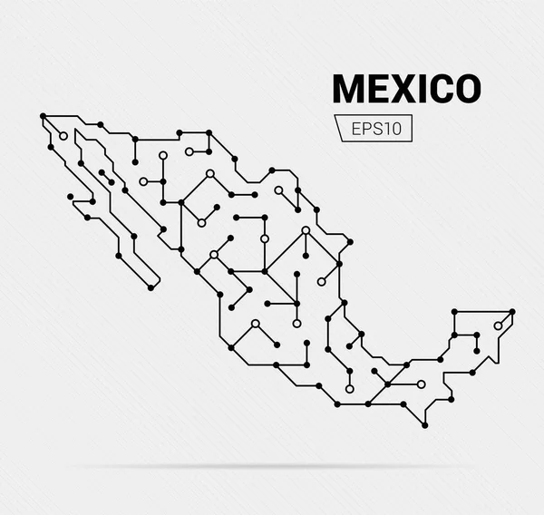 Mapa Futurista Abstrato México Circuito Elétrico País Ilustração Vetorial — Vetor de Stock