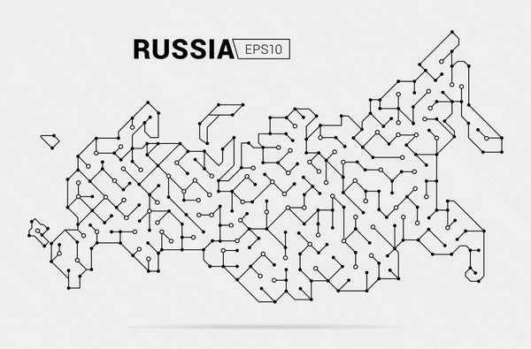 Абстрактная Футуристическая Карта России Электрическая Цепь Страны Векторная Иллюстрация — стоковый вектор