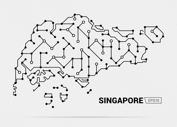 Mapa Futurista Abstrato Singapura Circuito Elétrico País Ilustração Vetorial — Vetor de Stock